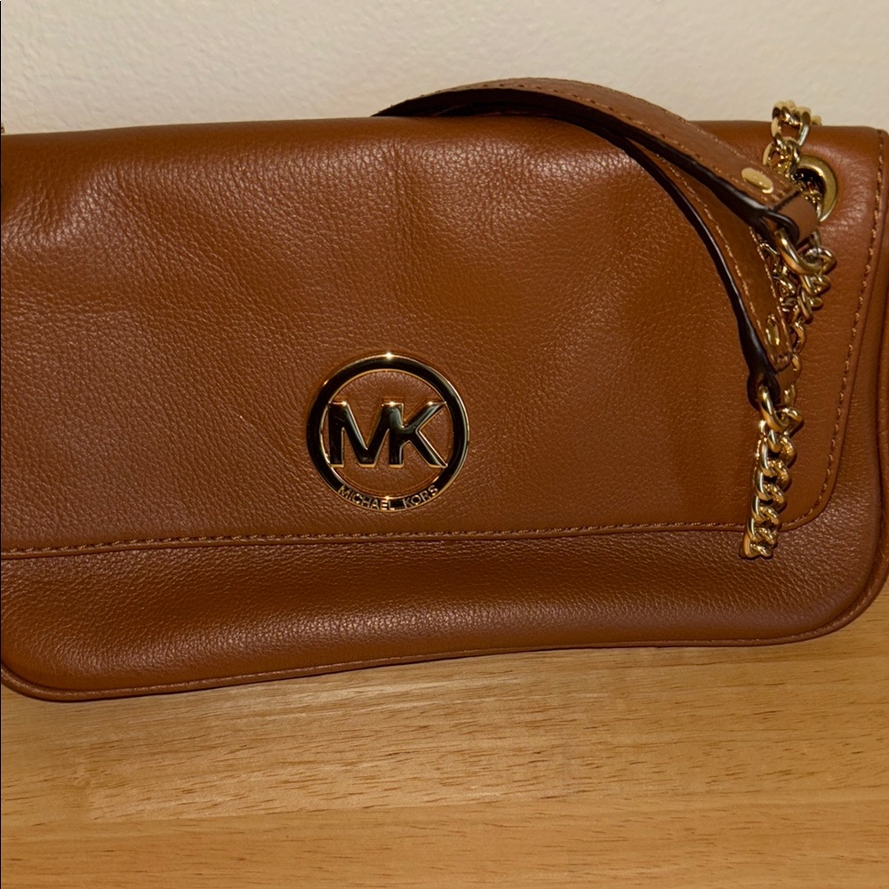 Michael Kors Brown Shoulder Bag with Gold Chain